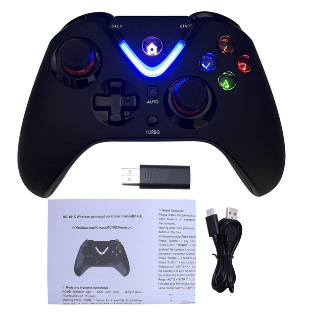 Бездротовий геймпад ROTOMOON з LED підсвіткою для Xbox One S/X та Xbox Series S/X, 2.4G адаптер, вібрація, акумулятор - зображення 5