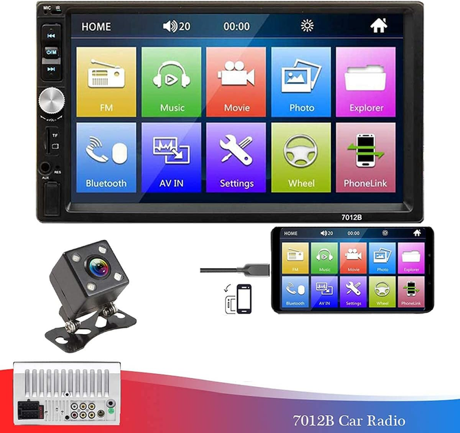 Автомагнитола 7" MP5 Full HD 1080P, Bluetooth, USB, AUX, CarPlay, Android Auto + камера заднего вида - изображение 2