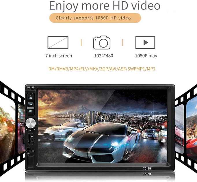 Автомагнитола 7" MP5 Full HD 1080P, Bluetooth, USB, AUX, CarPlay, Android Auto + камера заднего вида - изображение 8