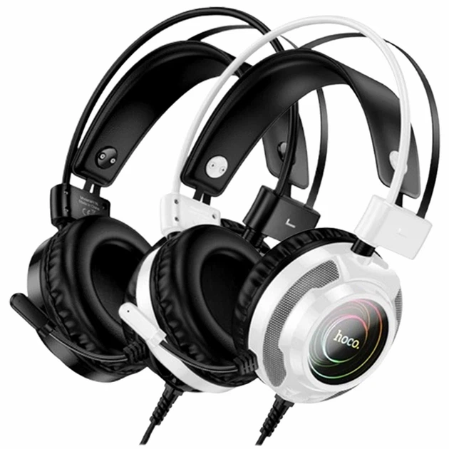 Ігрові навушники Hoco W110 Resource 50мм 2м USB 3.5mm чорний з RGB підсвічуванням для ігор - Фото 2 Ігрові навушники Hoco W110 Resource 50мм 2м USB 3.5mm чорний з RGB підсвічуванням для ігор - зображення 2
