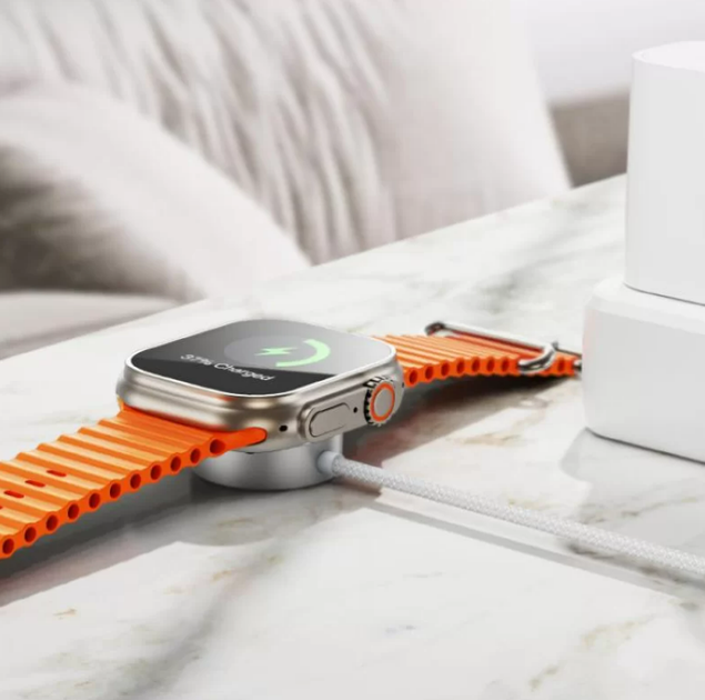 Бездротовий зарядний пристрій Hoco CW59 2.5W Type-C білий для Apple Watch та Samsung Galaxy Watch - зображення 4