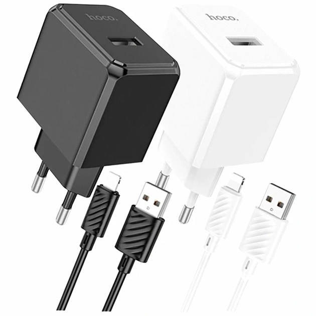 Мережевий зарядний пристрій Hoco CS11A 1USB 2.1A 10.5W USB to Lightning Білий для смартфонів та планшетів - зображення 2