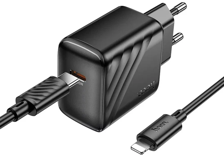 Мережевий зарядний пристрій Hoco CS24A 25Вт Type-C 1USB-C 100-240В чорний для швидкого заряджання гаджетів - Фото 3 Мережевий зарядний пристрій Hoco CS24A 25Вт Type-C 1USB-C 100-240В чорний для швидкого заряджання гаджетів - зображення 3