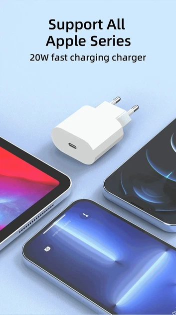 Сетевое зарядное устройство Apple PD 20W Type-C адаптер с кабелем Type-C to Lightning белый для iPhone 14 Pro Max - изображение 6