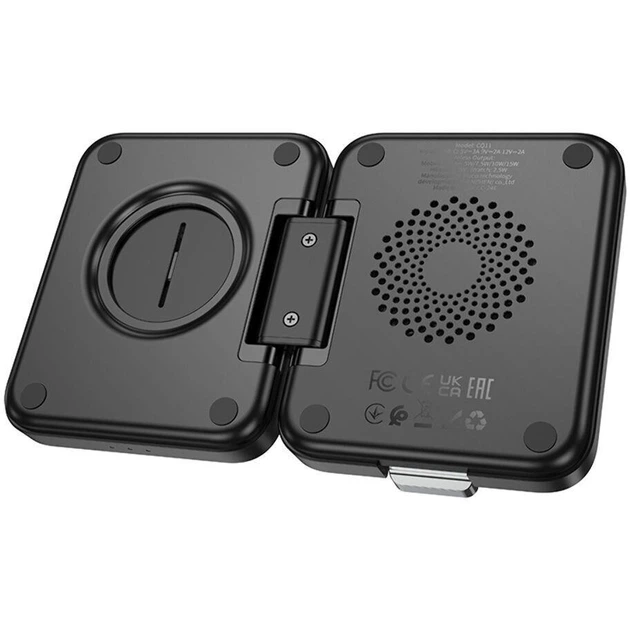 Bezprzewodowa stacja ładująca Hoco CQ11 3-in-1 Magnetic 15W MagSafe do smartfona Apple Watch słuchawek Black (6942007630894) - Zdjęcie 7 Bezprzewodowa stacja ładująca Hoco CQ11 3-in-1 Magnetic 15W MagSafe do smartfona Apple Watch słuchawek Black (6942007630894) - obraz 7