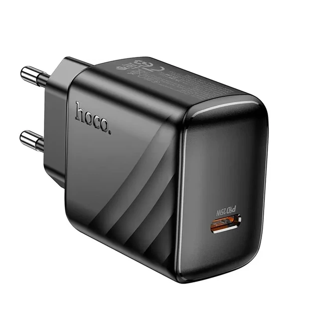 Сетевое зарядное устройство 25W USB-C 100-240V компактное Hoco CS24A черный - изображение 3
