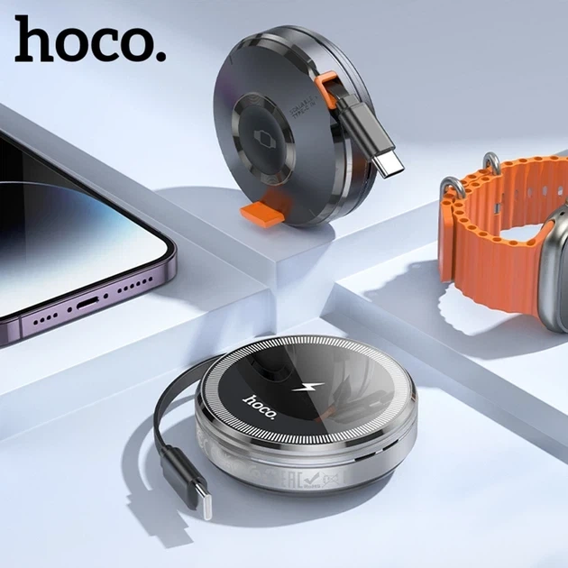 Бездротовий зарядний пристрій 15W для смартфонів та iWatch 2 в 1 Hoco CQ18 сріблястий алюмінієвий сплав - Фото 6 Бездротовий зарядний пристрій 15W для смартфонів та iWatch 2 в 1 Hoco CQ18 сріблястий алюмінієвий сплав - зображення 6