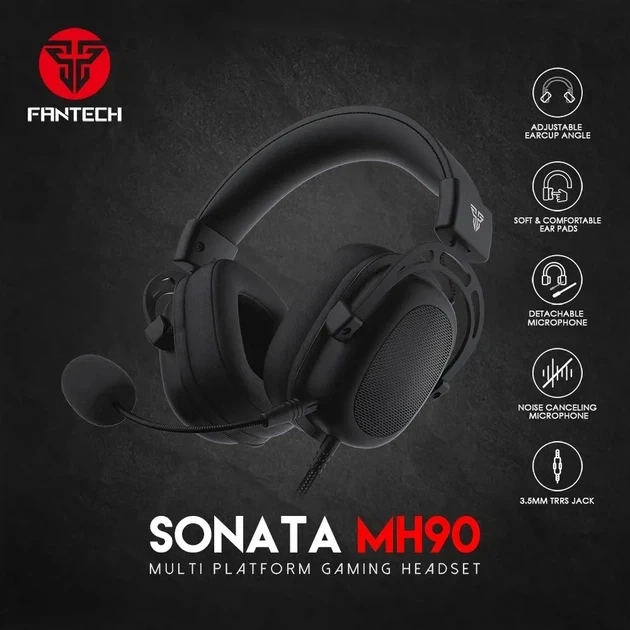 Ігрові навушники Fantech MH90 Sonata 53 мм чорний із мікрофоном шумозаглушення й довгим кабелем 2 м - Фото 8 Ігрові навушники Fantech MH90 Sonata 53 мм чорний із мікрофоном шумозаглушення й довгим кабелем 2 м - зображення 8