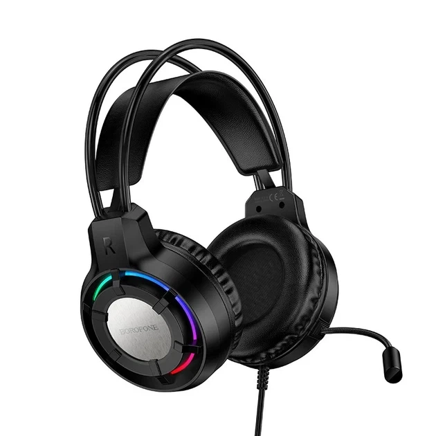 Игровые наушники Borofone BO112 Wave 50мм динамики 2м кабель USB AUX черный - изображение 6