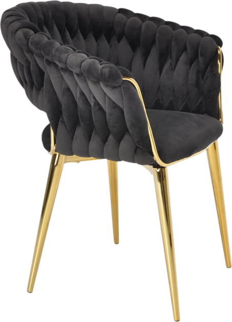 Крісло велюрове Hedo плетене Чорне 100079 (5907184130545) - зображення 3