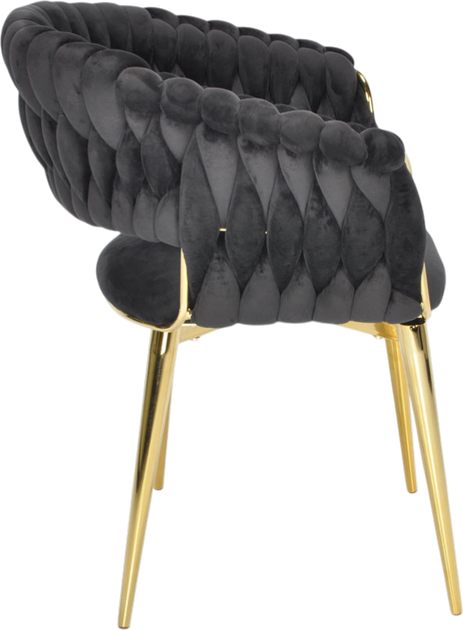 Крісло велюрове Hedo плетене Чорне 100079 (5907184130545) - зображення 4