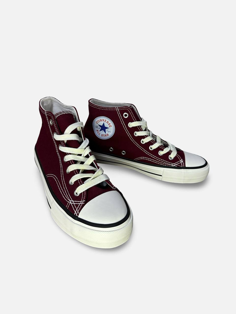 Жіночі кеди високі з вишивкою Converse бордові 40 - Фото 3 Жіночі кеди високі з вишивкою Converse бордові 40 - зображення 3