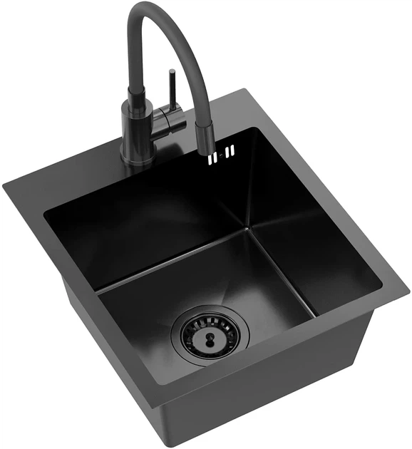 Zlew kuchenny Kernau KSSE 40 1B + Bateria kuchenna Kernau KWT 40 Elastic Dark Inox - Zdjęcie 2 Zlew kuchenny Kernau KSSE 40 1B + Bateria kuchenna Kernau KWT 40 Elastic Dark Inox - obraz 2