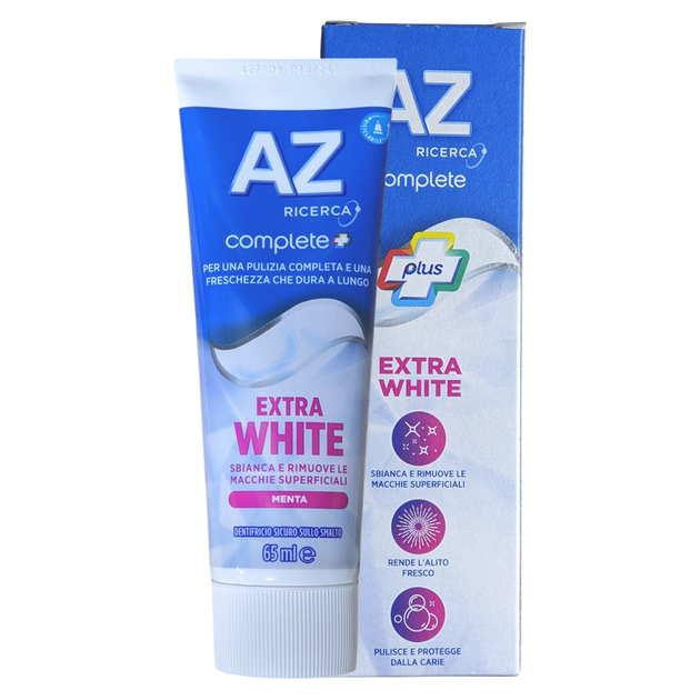 Зубна паста комплексний захист відбілююча AZ dent compl.extra white 65 мл. - Фото 1 Зубна паста комплексний захист відбілююча AZ dent compl.extra white 65 мл. - зображення 1