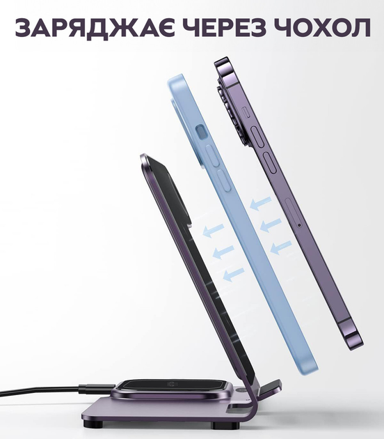 Беспроводная зарядная станция Intoval 3 в 1 Y9 для Apple - Фото 3 Беспроводная зарядная станция Intoval 3 в 1 Y9 для Apple - изображение 3