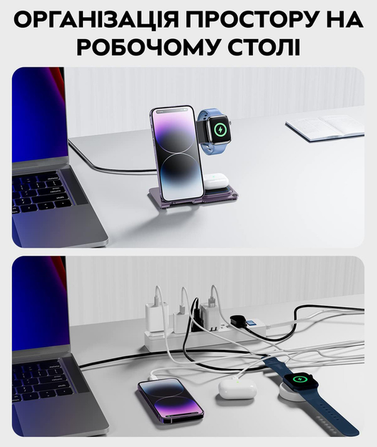 Беспроводная зарядная станция Intoval 3 в 1 Y9 для Apple - Фото 4 Беспроводная зарядная станция Intoval 3 в 1 Y9 для Apple - изображение 4