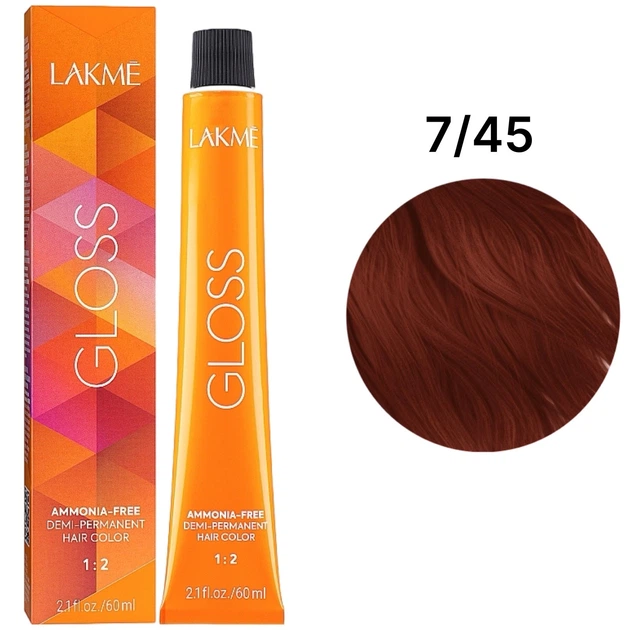 Тонуюча крем-фарба LAKME Gloss Color Rinse для волосся 7/45 Mahogany Copper Medium Blonde 60 мл - Фото 1 Тонуюча крем-фарба LAKME Gloss Color Rinse для волосся 7/45 Mahogany Copper Medium Blonde 60 мл - изображение 1