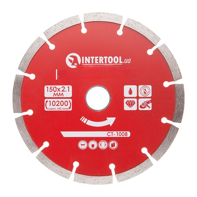 Диск отрезной сегментный алмазный, 150 мм, 22-24%, 10200 об/мин INTERTOOL CT-1008 - изображение 2
