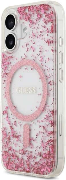 Etui Guess Resin Bottom Glitter MagSafe do Apple iPhone 17 Pink (GUHMP17SRGRGEP) - obraz 2