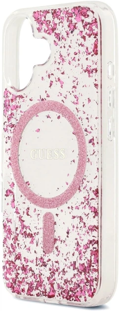 Etui Guess Resin Bottom Glitter MagSafe do Apple iPhone 17 Pink (GUHMP17SRGRGEP) - obraz 6
