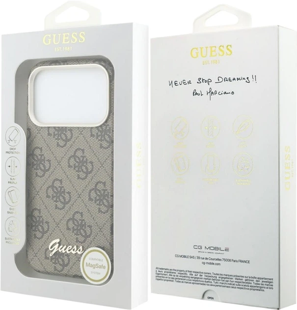 Чохол Guess 4G Script MagSafe для Apple iPhone 17 Pro Brown (GUHMP17L5P4FWMSW) - зображення 8