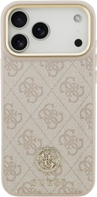 Etui Guess 4G Strass Logo & Big Strap Metal Buttons MagSafe do Apple iPhone 17 Pro Max Pink (GUHMP17XP4G4DCSP) - obraz 3