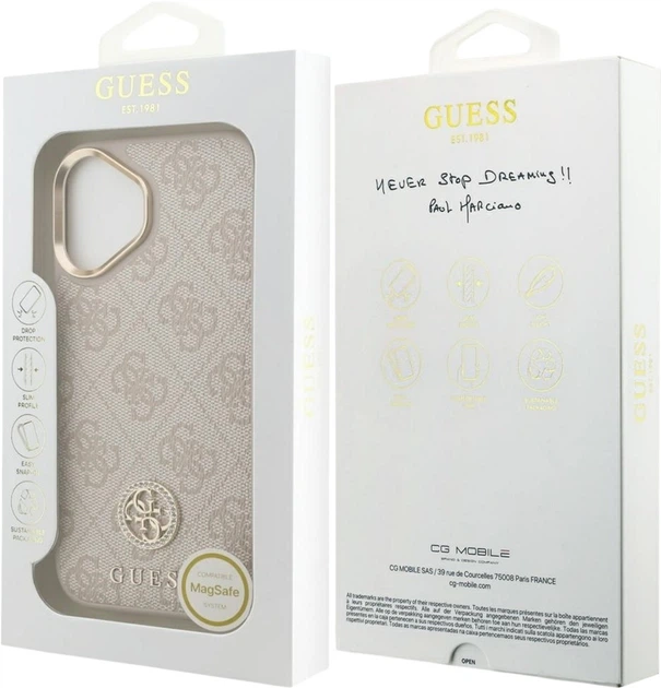 Etui Guess 4G Strass Logo MagSafe do Apple iPhone 17 Pink (GUHMP17SP4GRMDEP) - obraz 8