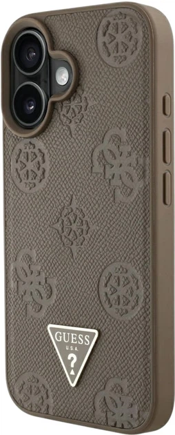 Чохол Guess Grained Hot Stamp Peony Triangle Logo MagSafe для Apple iPhone 16 Brown (GUHMP16SPGBTMW) - зображення 2