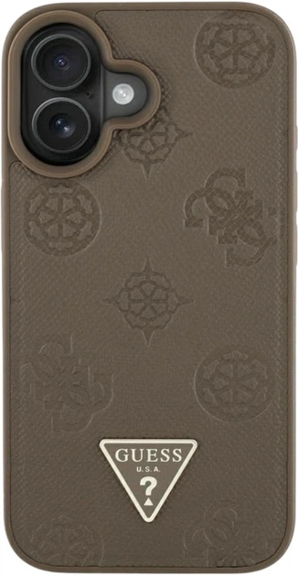 Чохол Guess Grained Hot Stamp Peony Triangle Logo MagSafe для Apple iPhone 16 Brown (GUHMP16SPGBTMW) - зображення 3