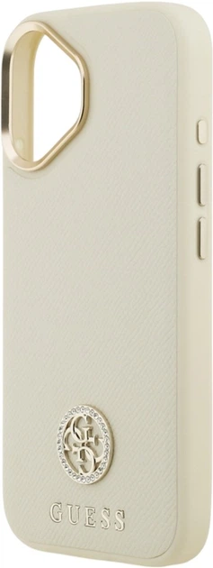 Etui Guess Grained Strass Logo MagSafe do Apple iPhone 17 Beige (GUHMP17SPGCRMDEE) - obraz 6