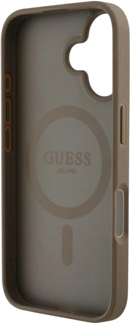 Чохол Guess Grained Hot Stamp Peony Triangle Logo MagSafe для Apple iPhone 16 Brown (GUHMP16SPGBTMW) - зображення 7