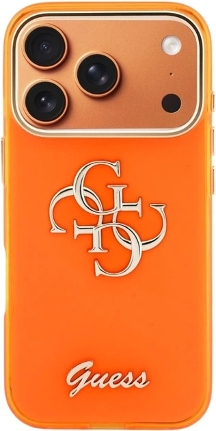 Etui Guess IML 4G Script Metal do Apple iPhone 17 Pro Orange (GUHCP17L5HC4MLSB) - obraz 3