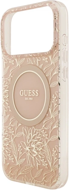 Etui Guess IML Flowers Electro Pearl Strap MagSafe do Apple iPhone 17 Pro Pink (GUHMP17LHCPOFPP) - obraz 5