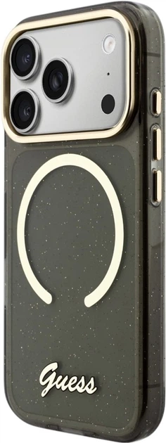 Etui Guess IML Glitters Script Strap MagSafe do Apple iPhone 17 Pro Black (GUHMP17L5HTGSMSK) - obraz 2