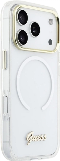 Etui Guess IML Gradient Script Metal MagSafe do Apple iPhone 17 Pro White (GUHMP17L5HTGMCSH) - obraz 4