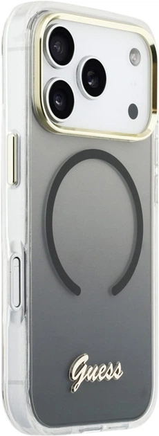 Etui Guess IML Gradient Script Metal MagSafe do Apple iPhone 17 Pro Black (GUHMP17L5HTGMCSK) - obraz 4
