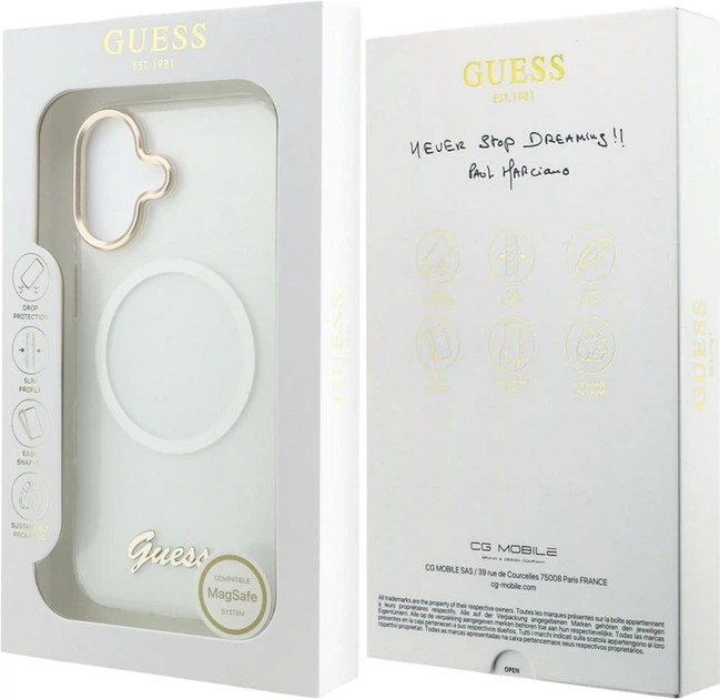 Etui Guess IML Gradient Script Metal MagSafe do Apple iPhone 17 White (GUHMP17S5HTGMCSH) - obraz 8