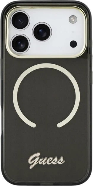 Etui Guess IML Script Metal MagSafe do Apple iPhone 17 Pro Black (GUHMP17L5HTCSMSK) - obraz 3