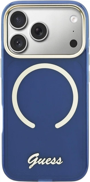 Etui Guess IML Script Metal MagSafe do Apple iPhone 17 Pro Blue (GUHMP17L5HTCSMSB) - obraz 3
