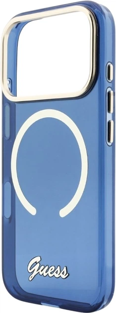 Etui Guess IML Script Metal MagSafe do Apple iPhone 17 Pro Blue (GUHMP17L5HTCSMSB) - obraz 6