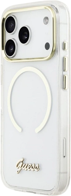 Etui Guess IML Script Metal MagSafe do Apple iPhone 17 Pro Max Transparent (GUHMP17X5HTCSMST) - obraz 2