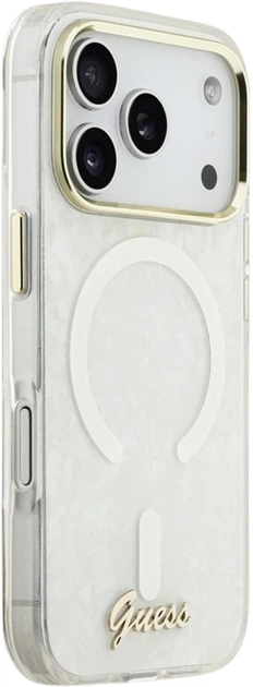 Etui Guess IML Shell Script Metal MagSafe do Apple iPhone 17 Pro Max White (GUHMP17X5HTPMCSH) - obraz 4