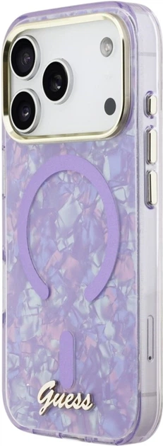 Etui Guess IML Shell Script Metal MagSafe do Apple iPhone 17 Pro Max Violet (GUHMP17X5HTPMCSU) - obraz 2