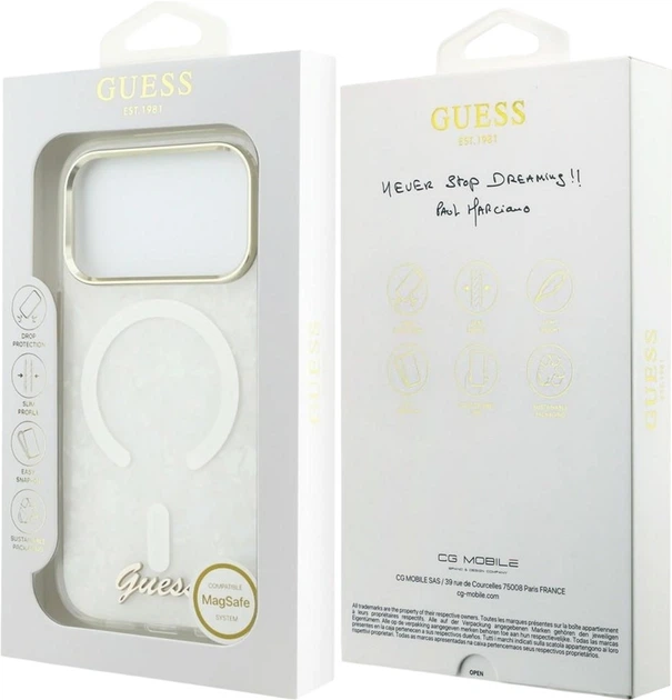 Etui Guess IML Shell Script Metal MagSafe do Apple iPhone 17 Pro Max White (GUHMP17X5HTPMCSH) - obraz 8