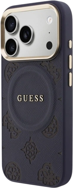 Etui Guess Peony Hot Stamp MagSafe do Apple iPhone 17 Pro Blue (GUHMP17LPSAMSECB) - obraz 2