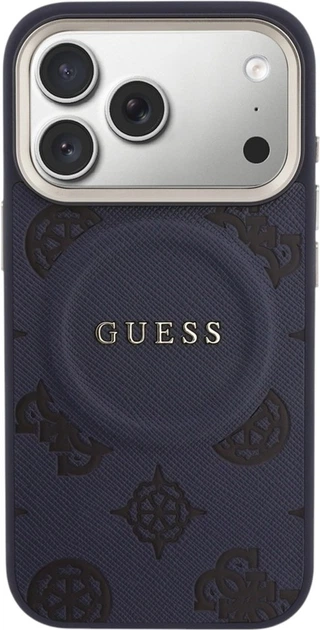 Etui Guess Peony Hot Stamp MagSafe do Apple iPhone 17 Pro Blue (GUHMP17LPSAMSECB) - obraz 3