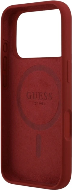 Etui Guess Silicone Script Metal Logo MagSafe do Apple iPhone 17 Pro Magenta (GUHMP17LSMBSLM) - obraz 7