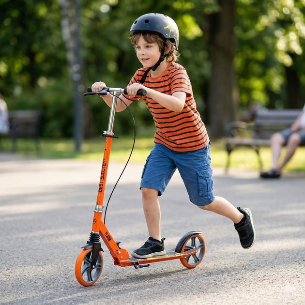 Самокат двухколёсный Best Scooter FL-80811, колёса PU 200 мм, стальная рама, передний амортизатор, ручной и ножной тормоз, складной - изображение 2