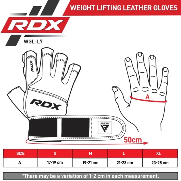 Рукавички Для Залу RDX L7 Weight Lifting Leather Gym Gloves Чорний L (WGL-L7R-L) - Фото 6 Рукавички Для Залу RDX L7 Weight Lifting Leather Gym Gloves Чорний L (WGL-L7R-L) - зображення 6