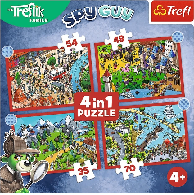 Набір пазлів Trefl 4в1 Родина Трефликів: Подорожі Трефликів 35/48/54/70 елементів 34675 (5900511346756) - зображення 2